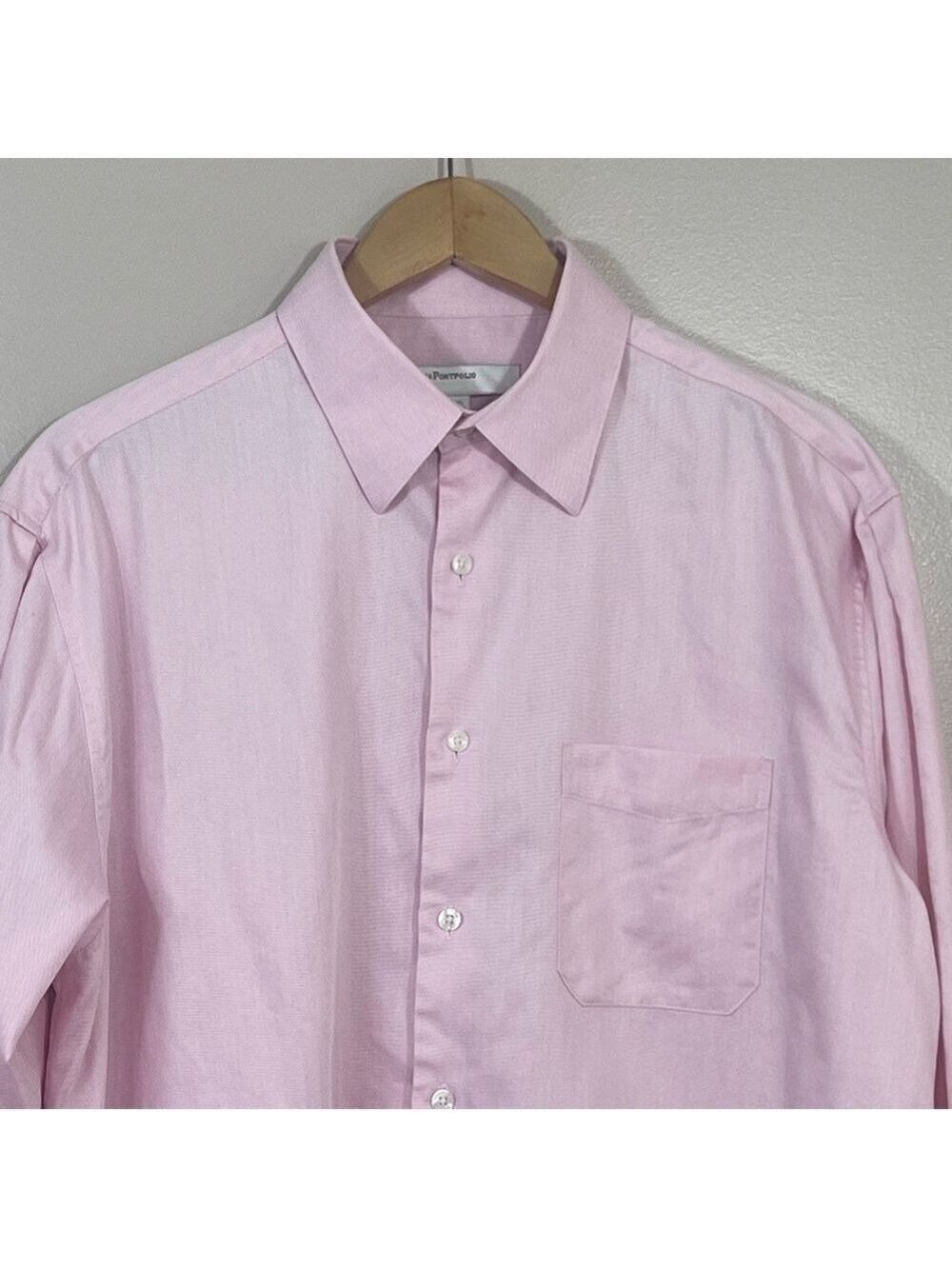 Perry Ellis Portfolio Dress Shirt Mens 16 1/2 34-35 Button Long Sleeve Pink - Picture 3 of 16